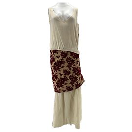 Comme Des Garcons Vestido bordô e branco Bege