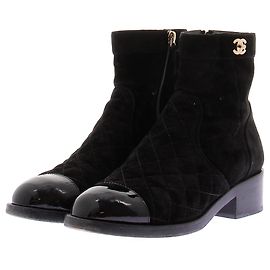 Chanel Bottines en daim noir Noir