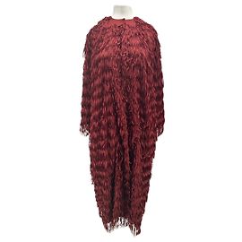 Zara Bordeauxfarbener Mantel mit Fransen Bordeaux