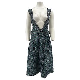 Zara Robe en tweed verte Vert
