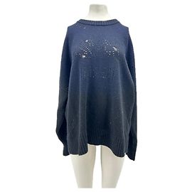 Autre Marque Suéter marinho e preto em mohair Azul marinho