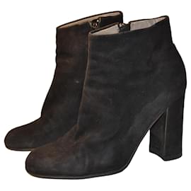 Bottines Prada en daim noir Noir