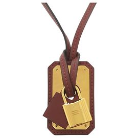 Hermès O'Kelly GM Swift Rouge H Leder Anhänger Halskette Rot Golden