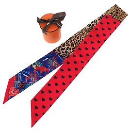Hermès Heart Twilly Jungle Love Seidenschal Rot Blau