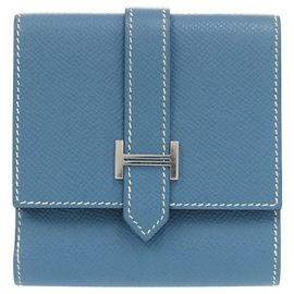 Hermès Hermes Bearn Recto Verso Bifold Wallet Blue