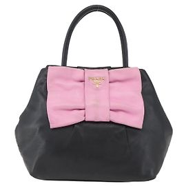 Prada Bow Tote Leather Black