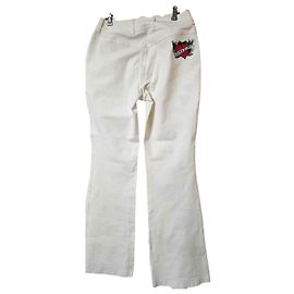Jeans svasati ricamati Escada Ibiza Hippy Tattoo Nero Bianco Rosso Verde