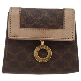 Céline Bolsa de Ombro Macadam Vintage Celine em Lona e Couro Marrom