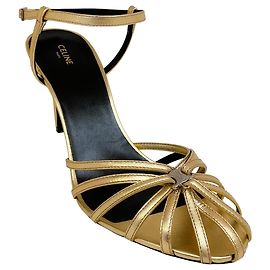 Céline Sandálias Triomphe em couro de bezerro laminado dourado Celine Dourado