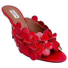 Alaïa Mules en cuir verni rouge Alaia avec confettis Rouge