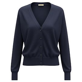 Leichter navyfarbener Wollstrick-Cardigan von Bottega Veneta Marineblau