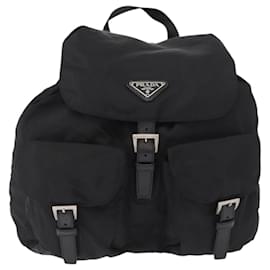 Prada Double Front Pocket Backpack Re-Nylon with Leather Medium Black