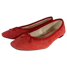 J.Crew Quinn Red Suede Ballerinas Red