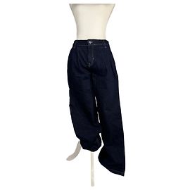 Mango Wide-leg pleated jeans rinse wash dark blue Navy blue