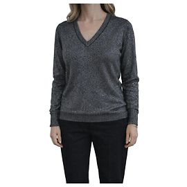Eric Bompard Pull en cachemire et soie gris à paillettes Gris Métallisé