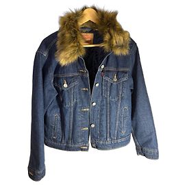 Levi's denim jacket with faux fur collar Brown Blue