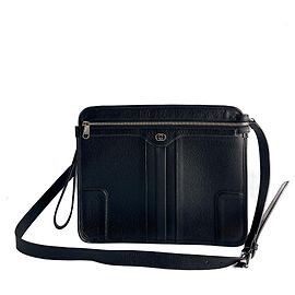 Gucci Sac messager en cuir entrelacé noir Noir