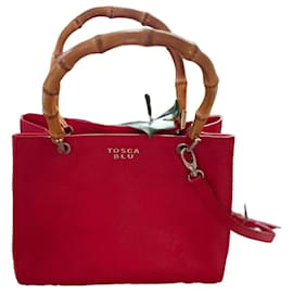 Bolsa Tosca Blu em couro vermelho e bambu Vermelho