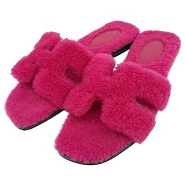 Pantofole Oran in shearling Hermès Rosa