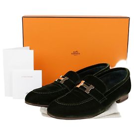 Hermès Samt Loafer Paris Größe Braun