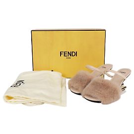 Fendi First Mink High Heel Sandals Size Pink