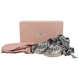 Miu Miu Espadrille en Cristal Taille Marron