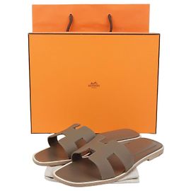 Sandali Hermès Oran in pelle Epsom bianca Taglia 38 Bianco