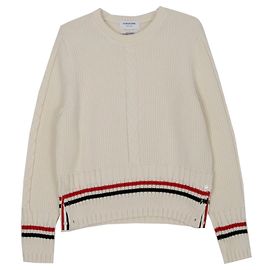 Thom Browne Cable Stitch Wool Knit Ivory White