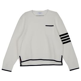 Thom Browne Milan Strick Herrenpullover in Weiß Weiß