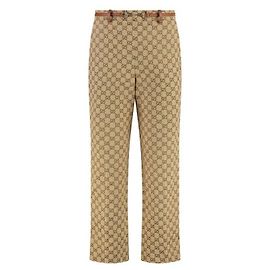 Gucci Pantalones de algodón Horsebit Castaño