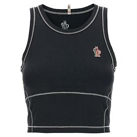 Moncler Ärmellose Weste mit Grenoble-Logo-Patch Schwarz