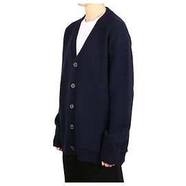 Maison Martin Margiela Elbow Patch Knit Drop Cardigan Blue