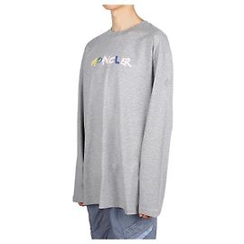 Moncler Front Logo Print Long Sleeve T-Shirt Brown