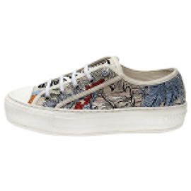 Dior Work And Women T-Wold Embroidered Diver Canvas Sneakers White