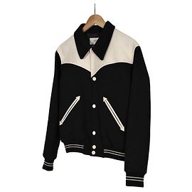 Céline Giacca Blouson Varsity Teddy in Lana e Pelle per Uomo Biar di Lusso Nera Nero