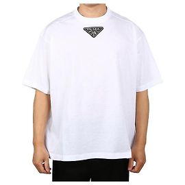 Prada T-Shirt mit Logo-Patch und kurzen Ärmeln Weiß