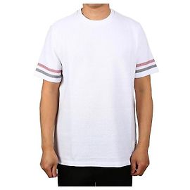 Thom Browne Kurzärmeliges Streifenshirt Weiß