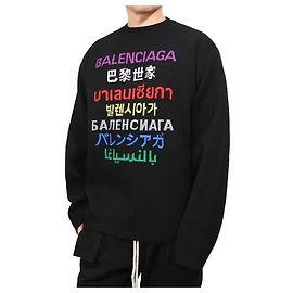 Balenciaga Logo Rundhals-Strickpullover Schwarz