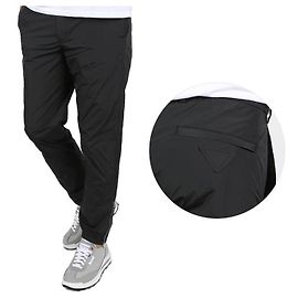 Prada Calças com zíper e logo Preto