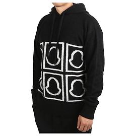 Moncler Logo Strick-Hoodie Schwarz