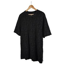 Fendi Calligraphy FF Logo Terry Cotton Short Sleeve T-Shirt Black Black