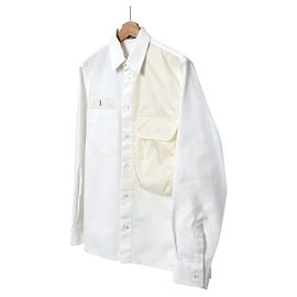 DIOR Sacai Giacca Camicia Oversize in Cotone con Tasca Monogram per Uomo Bianca Bianco