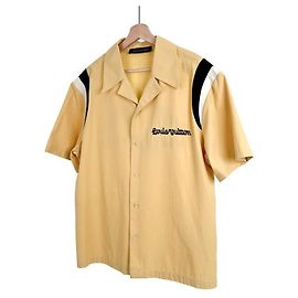 Louis Vuitton Camisa de boliche de algodón de manga corta bordada con perro Viar para hombres Amarillo