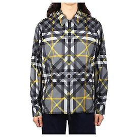 Burberry Camicia con zip a quadri misti Marrone