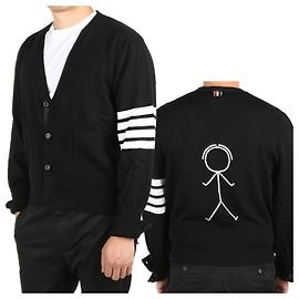 Thom Browne Diagonalband-Stickman-Cardigan Schwarz