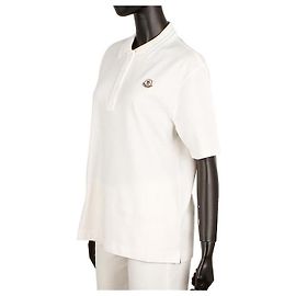 Polo T-shirt com patch logo Moncler Branco