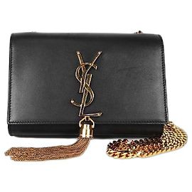 Saint Laurent Borsa a catena Kate con frange nere Nero