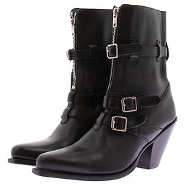 Céline Botas vaqueras negras de cuero Negro