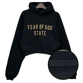 Fear of God Camiseta cropped de moletom com logo essencial Preto