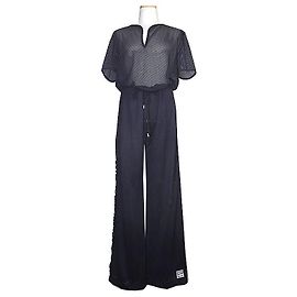 Chanel Black Mesh Top Pants Set Black